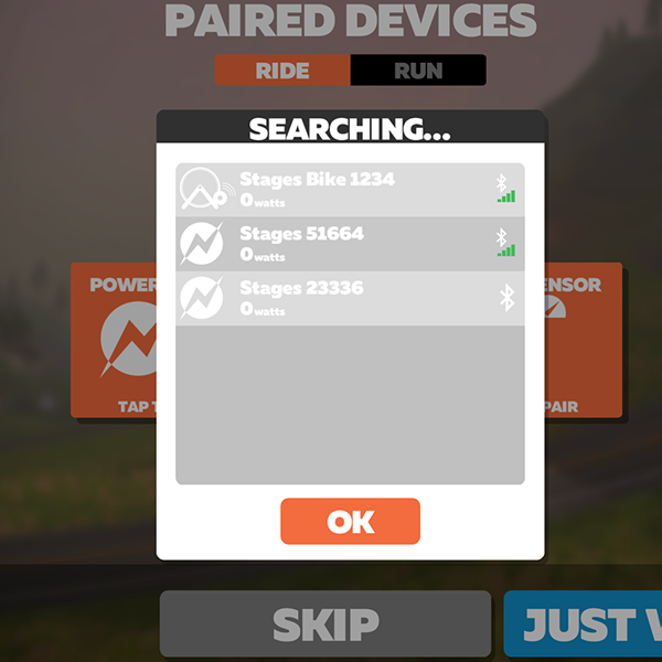 Zwift pairing sensors for SB20